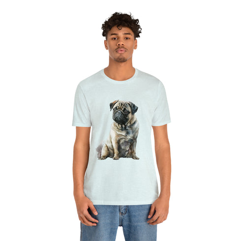 Loving Pug in Watercolor - Short Sleeve Tee